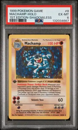 PSA 6 EX-MT - Machamp - Holo 8 Shadowless 1ST Edition Base Set - Pokemon TCG - Image 1