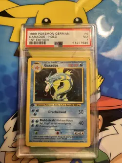 1999 POKEMON GERMAN BASE SET GYARADOS 6 GARADOS-HOLO 1ST EDITION PSA 7 - Image 1