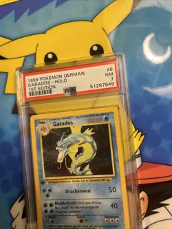 1999 POKEMON GERMAN BASE SET GYARADOS 6 GARADOS-HOLO 1ST EDITION PSA 7 - Image 3