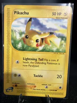 Pokemon Pikachu 124/165 Expedition Base Set Regular LP - Image 1