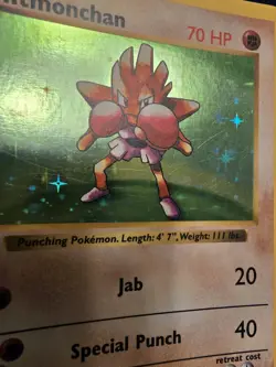 Shadowless Hitmonchan 7/102 Holo Rare Base Set Pokemon TCG 1999 - Image 2