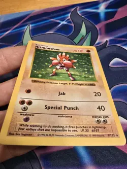 Shadowless Hitmonchan 7/102 Holo Rare Base Set Pokemon TCG 1999 - Image 3