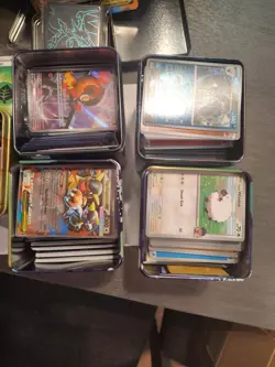 Pokemon TCG Assorted Lot Of Cards, 5 Stacking Tins Full, Bulk, SIR's, EX, & More - Image 1