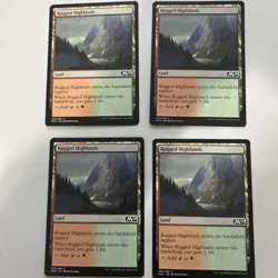 4x Rugged Highlands M20 Core Set 2020 MTG Magic The Gathering Playset LP - Image 1