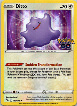 Pokemon Ditto - 053/078 - Rare Holo - Pokemon Go English NM - Image 1