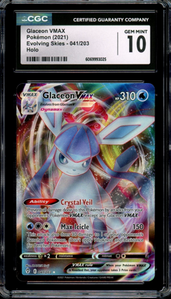 CGC 10 Gem Mint Glaceon VMAX SWSH Evolving Skies 041/203 Pokemon - Image 1