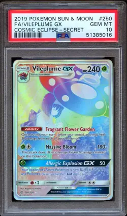 PSA 10 Pokemon Vileplume GX Cosmic Eclipse Secret Rare Full Art 250/236 - Image 1
