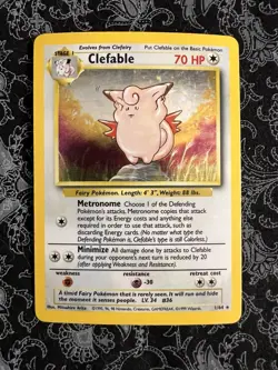 Pokemon TCG Clefable Jungle 1/64 Holo Unlimited Holo Rare No Symbol Error - Image 1