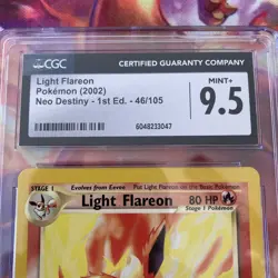 Pokemon 2002 Light Flareon Neo Destiny - 1st Edition 46/105 CGC 9.5 PSA MINT+ - Image 2