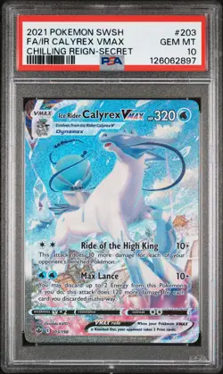 2021 Pokemon Sword & Shield Chilling Reign Fa/Ir Calyrex Vmax Secret PSA 10 - Image 1