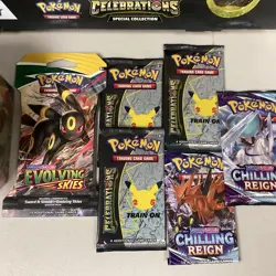 Pokemon Lot Of 10 Box Celebrations Pikachu V-union box , evolving Skies Hanger - Image 2