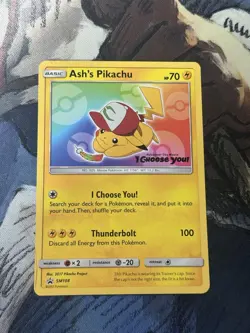 Pokemon TCG Ash's Pikachu TCG SM108 2017 Promo 'I Choose You' NM - Image 1