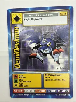 DemiDevimon,/Devimon/Marine Digimon Card Digi-Battle Series 1 1999 First Edition - Image 2