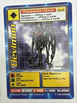 DemiDevimon,/Devimon/Marine Digimon Card Digi-Battle Series 1 1999 First Edition - Image 3