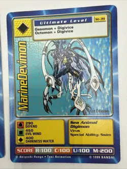 DemiDevimon,/Devimon/Marine Digimon Card Digi-Battle Series 1 1999 First Edition - Image 4