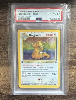 Dragonite Holo 1st Edition Pokemon Fossil PSA 4 1999 Graded Pokemon Card - Image 1