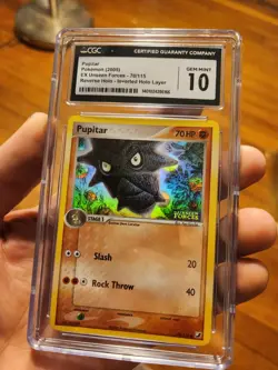 (TOP POP 12) CGC 10 GEM MINT Pokemon Ex Pupitar Reverse Holo STAMP Error 70/115 - Image 2