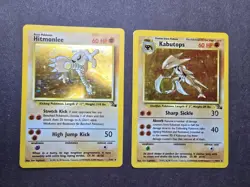 Pokemon TCG Fossil Rare Holo Hitmonlee/Kabutops 7,9/62 - Image 1
