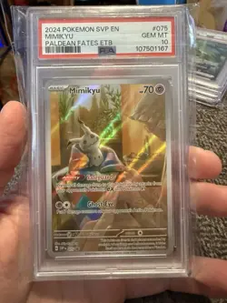 2024 POKEMON SVP EN-SV PALDEAN FATES ETB PROMO #075 MIMIKYU PSA 10 - Image 1