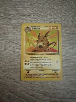 Pokemon Cards Raichu Fossil Non Holo Rare With Bonus Gift - Image 1