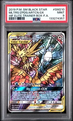 PSA 9 - 2019 Pokemon Hidden Fates MOLTRES ZAPDOS ARTICUNO GX #SM210 (4357) - Image 1