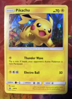 Pikachu SM76 Black Star Promo Cosmos Holo Pokemon Shining Legends MP - Image 1
