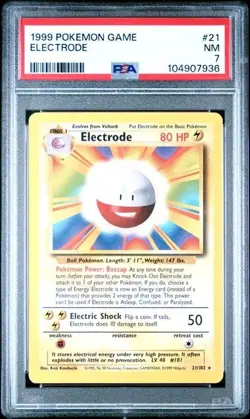 1999 Pokemon Game Base Set Game Electrode #21 PSA 7 NM - Image 3