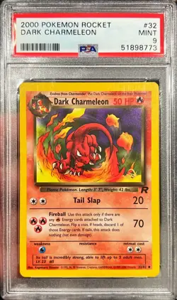 2000 Pokemon Rocket Dark Charmeleon Gold W Stamp 32/82 PSA 9 Mint - Error Label - Image 1