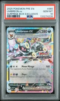 PSA 10 - 2025 Pokemon Prismatic Evolutions Suprise Box UMBREON EX #060 (4235) - Image 1