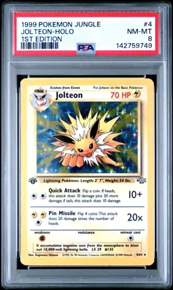 PSA 8 NM/MT 1999 POKEMON JUNGLE 4 JOLTEON-HOLO 1ST EDITION ENGLISH - Image 1