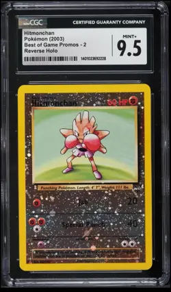 CGC 9.5 GEM MINT 10 Hitmonchan #2 REVERSE HOLO Best of Game PROMO Pokemon - Image 1