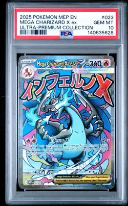 2025 POKEMON MEP EN-ME BLACK STAR PROMO #023 MEGA CHARIZARD X EX PSA 10 - Image 1