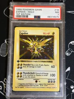 Zapdos Holo Pokemon 1999 Base Set 1st Edition Shadowless 16/102 WOTC PSA 7 Card - Image 1