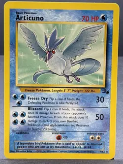 Articuno 17/62 Unlimited Rare Fossil Set Vintage Pokemon 1999 Light Play LP - Image 1