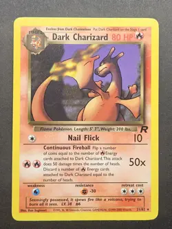 Dark Charizard Non-Holo Rare Team Rocket 21/82 Vintage 2000 Pokemon TCG NM/LP - Image 1