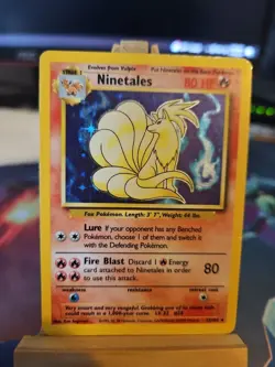 Pokemon TCG Ninetales Base Set Holo Unlimited Rare Card 12/102 HP - Image 1
