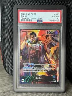 2023 ONE PIECE KINGDOMS OF INTRIGUE ISSHO ALTERNATE ART OP04-020 PSA 10 - Image 1
