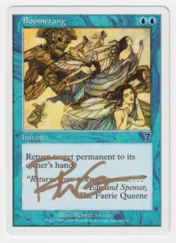 Gold Signed Boomerang MP 7th Edition Artist Rebecca Guay 2001 WOTC MTG Magic EDH - Image 1