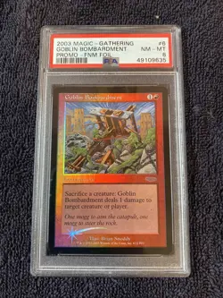 PSA 8 Magic MTG Goblin Bombardment FNM Promos Rare *FOIL* NM-MT Pop 1! - Image 1