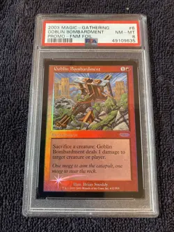 PSA 8 Magic MTG Goblin Bombardment FNM Promos Rare *FOIL* NM-MT Pop 1! - Image 2