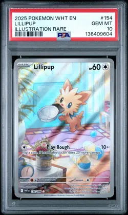 2025 POKEMON WHT EN-WHITE FLARE ILLUSTRATION RARE #154 LILLIPUP PSA 10 - Image 1