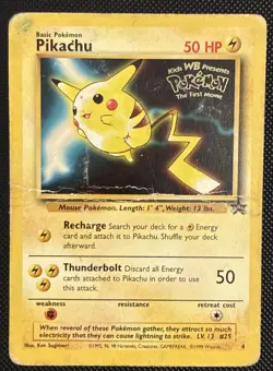 Pokemon TCG Pikachu The First Movie Black Star Promo No.4 WOTC HP / Damaged - Image 1