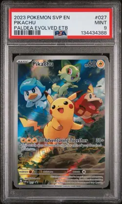 2023 POKEMON SVP EN-SV BLACK STAR PROMO | PALDEA EVOLVED ETB PIKACHU #027 PSA 9 - Image 1