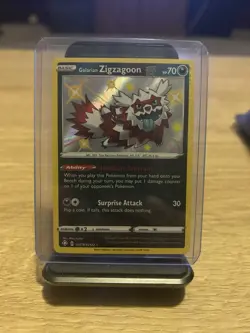 Pokemon TCG Galarian Zigzagoon Shining Fates SV078/SV122 Holo Shiny Holo Rare NM - Image 1