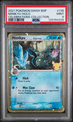 2021 POKEMON SWSH BLACK STAR PROMO #136 MIMIKYU-HOLO CELEBRATIONS PSA 9 - Image 1