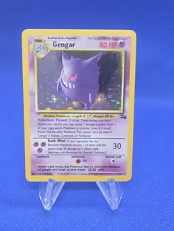 Vintage Pokemon Fossil Unlimited Gengar 5/62 Holo Rare LP - PRINT LINES - Image 1