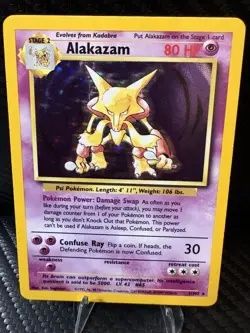 Alakazam Base Set Holo 1/102 - WOTC Vintage Pokemon Card - MP+/LP- - Image 1