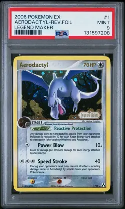 2006 POKEMON EX LEGEND MAKER AERODACTYL-REVERSE FOIL #1 PSA 9 LOW POPULATION! - Image 1