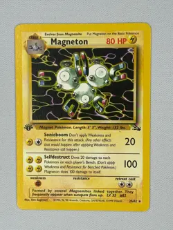 Fossil Pokemon TCG Pokemon Magneton 1st Edition Non-Holo Rare 26/62 NM/LP - Image 1