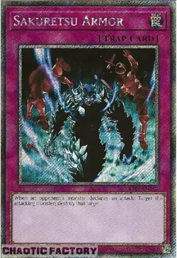 YUGIOH RA03-EN130 Sakuretsu Armor Platinum Secret Rare 1st Edition NM - Image 1